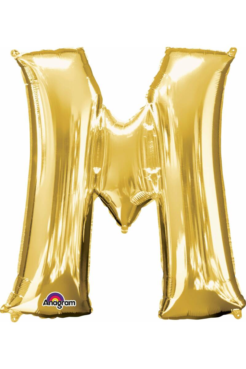 Gold Letter " M " Foil Balloon 34''