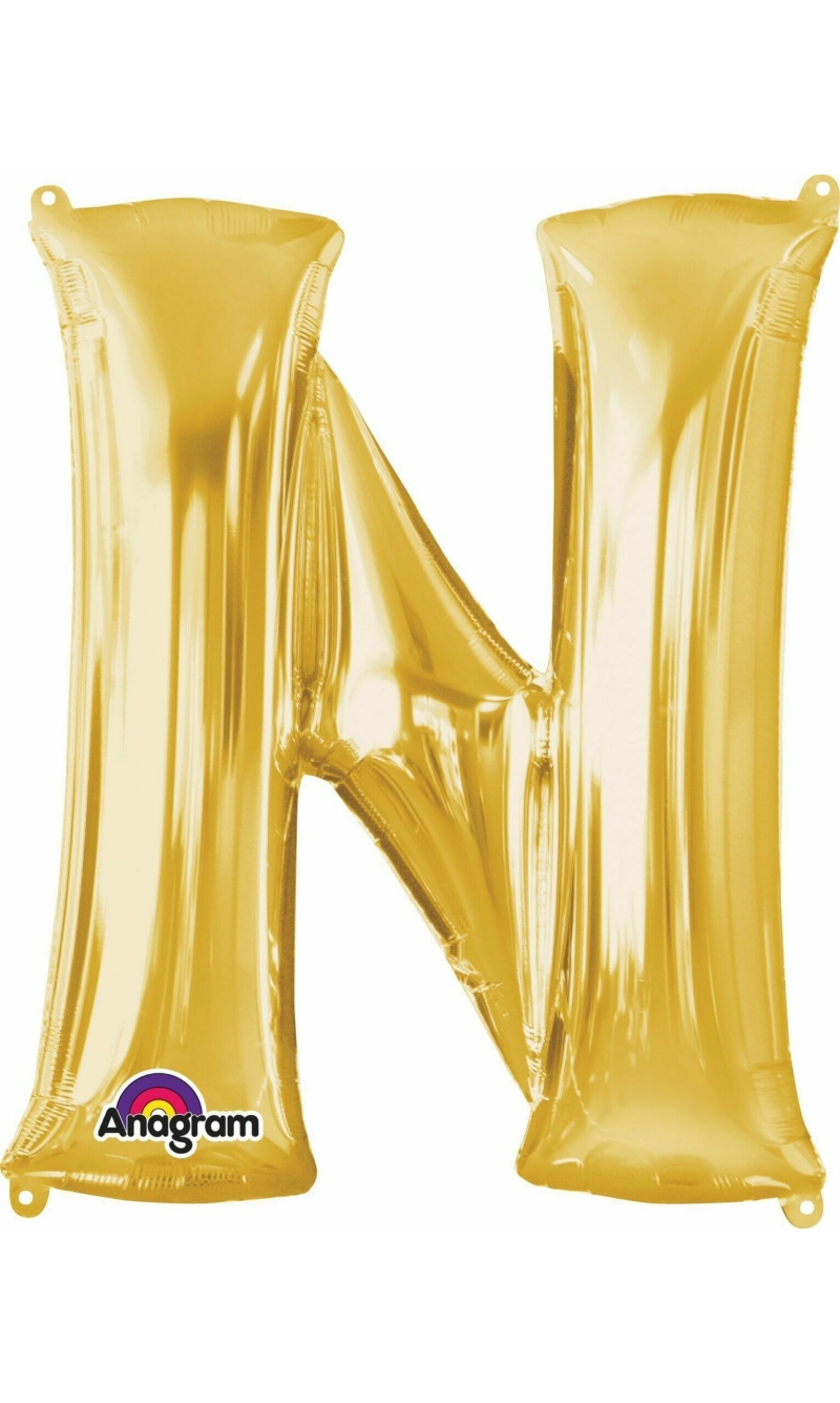 Gold Letter " N " Foil Balloon 34''
