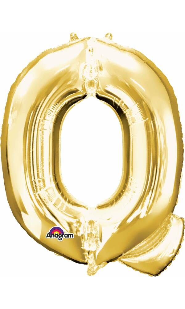 Gold Letter " Q " Foil Balloon 34''