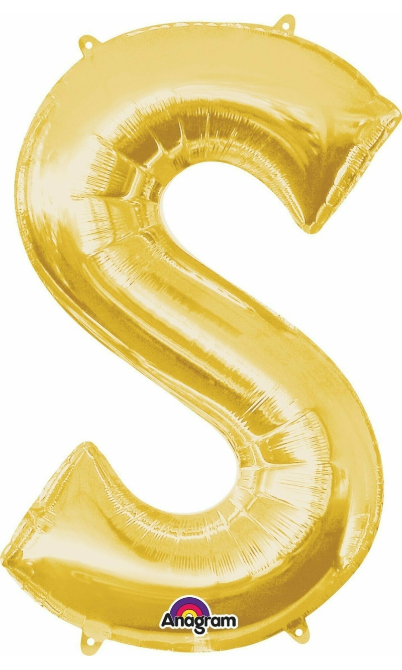 Gold Letter " S " Foil Balloon 34''