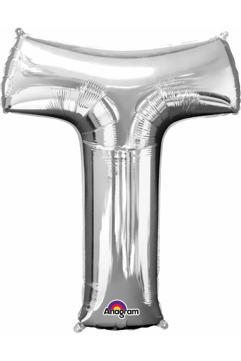 Silver Letter " T " Foil Balloon 16''