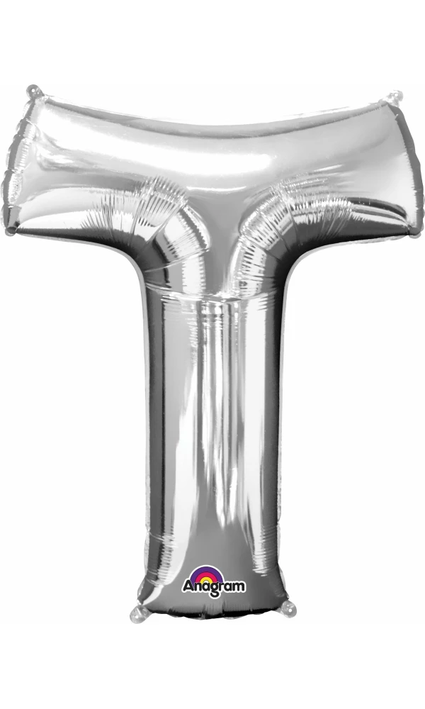 Silver Letter " T " Foil Balloon 34''