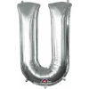 Silver Letter " U " Foil Balloon 34''