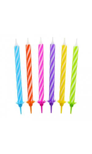 Multicolour Birthday Candles (Spiral Design) 6cm - 24pk