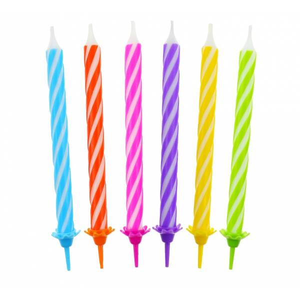 Multicolour Birthday Candles (Spiral Design) 6cm - 24pk