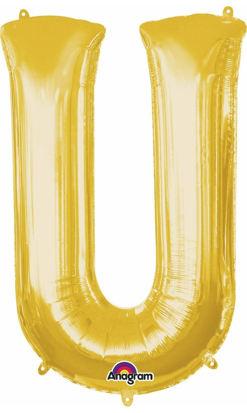 Gold Letter " U " Foil Balloon 34''