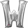 Silver Letter " W " Foil Balloon 34''