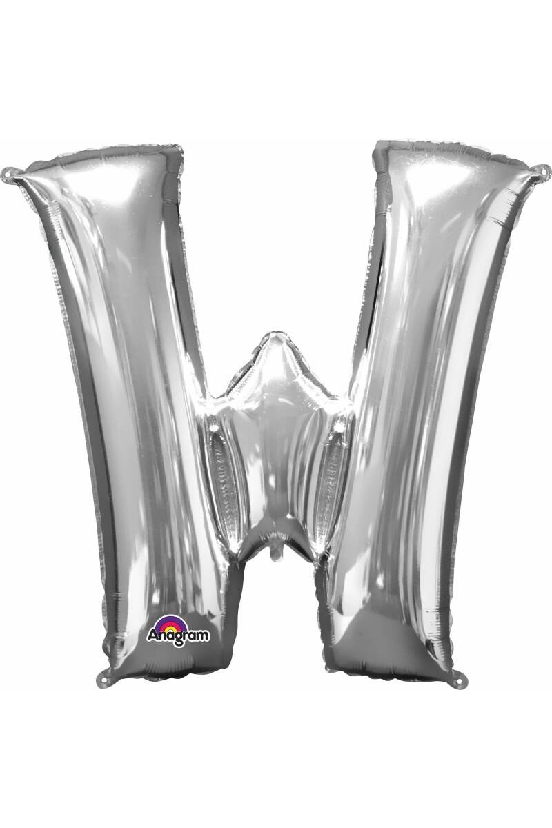 Silver Letter " W " Foil Balloon 34''