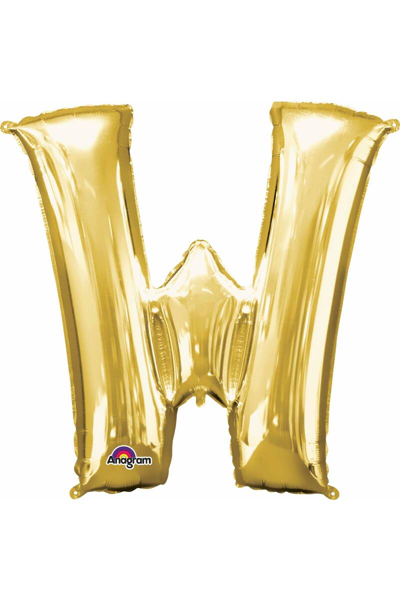 Gold Letter " W " Foil Balloon 16''