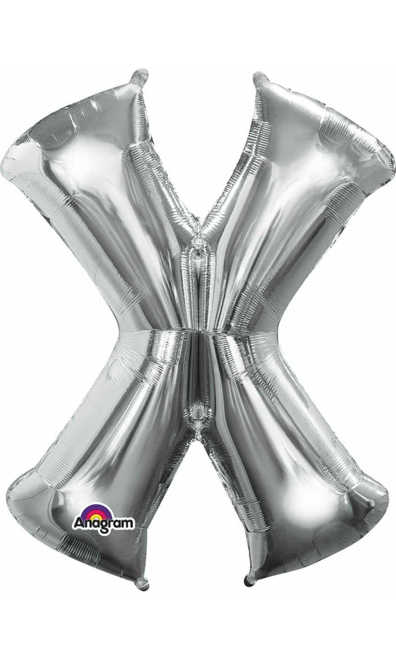 Silver Letter " X " Foil Balloon 34''