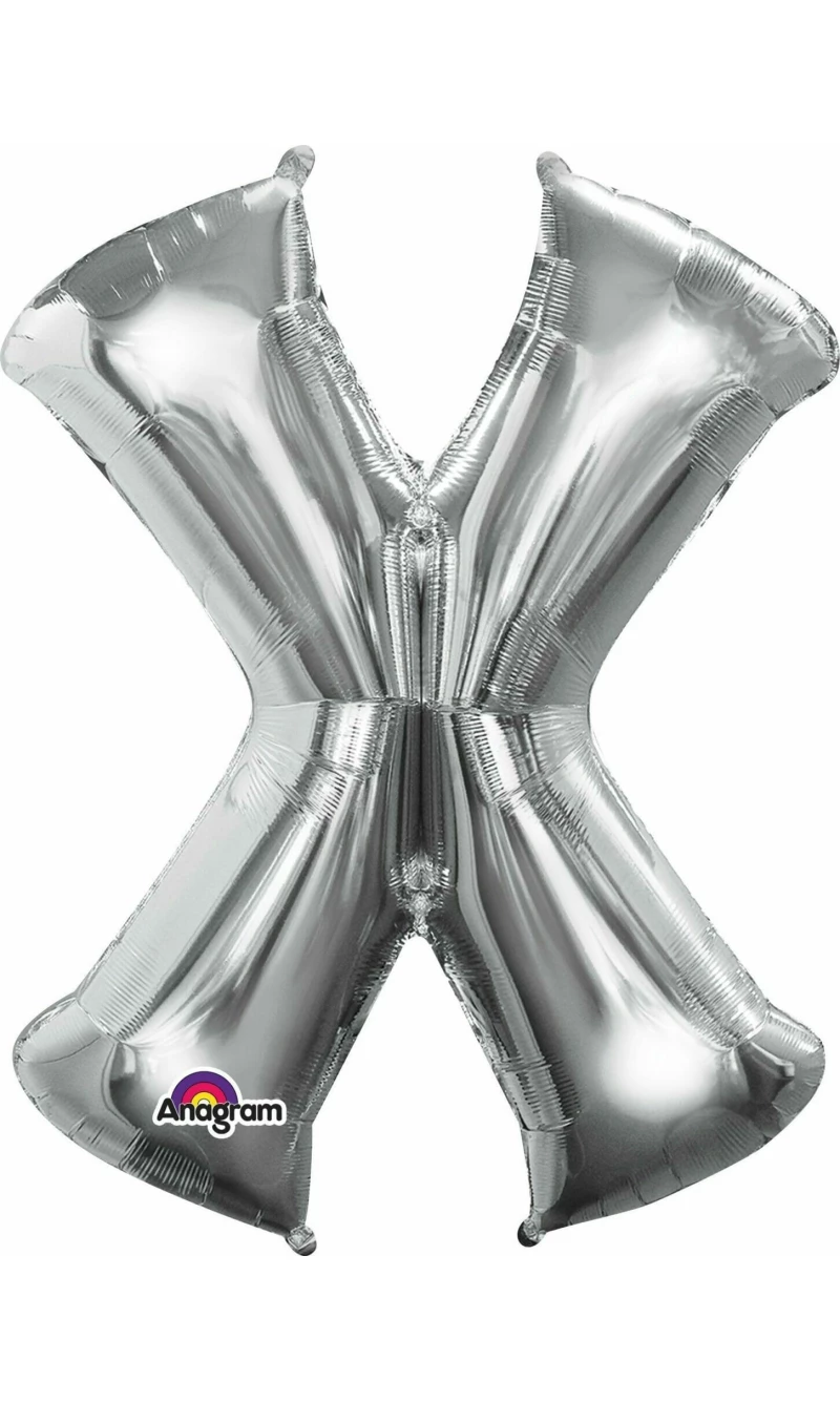 Silver Letter " X " Foil Balloon 34''