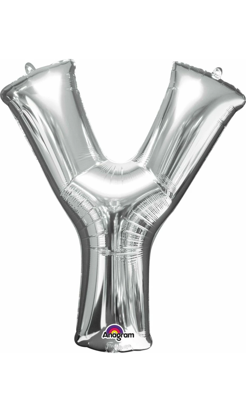Silver Letter " Y " Foil Balloon 34''