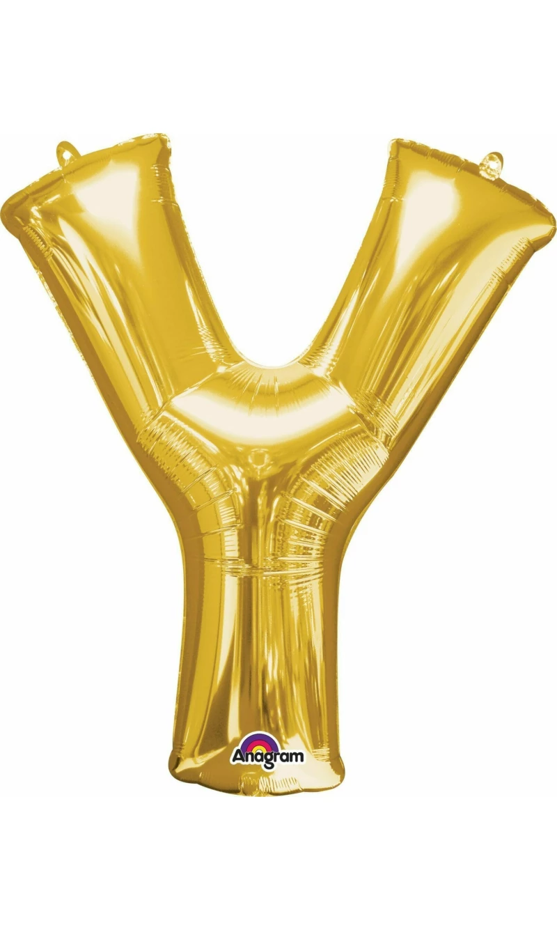 Gold Letter " Y " Foil Balloon 34''
