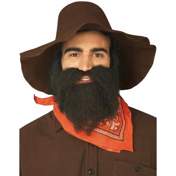 The Miner 49er Self Adhesive Black Beard & Moustache - Adult One Size