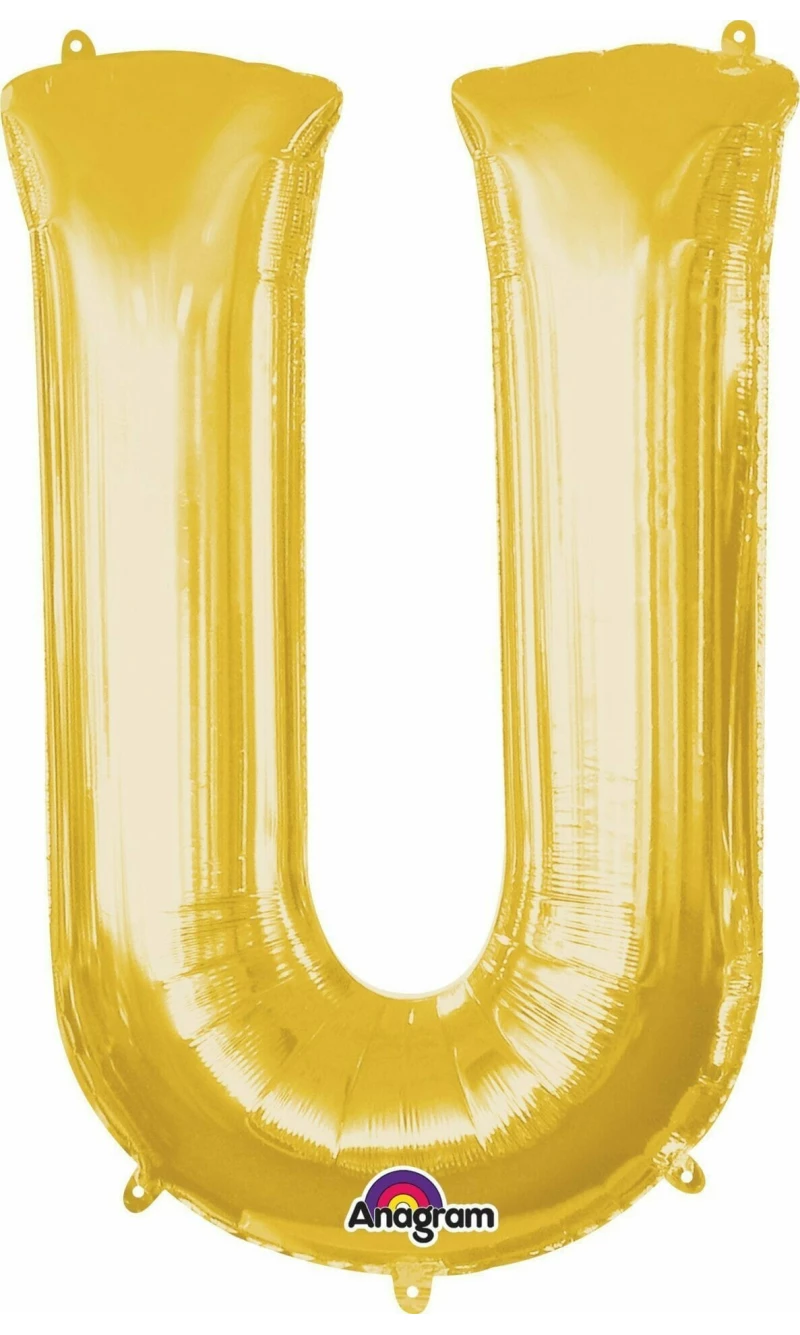 Gold Letter " U " Foil Balloon 16''
