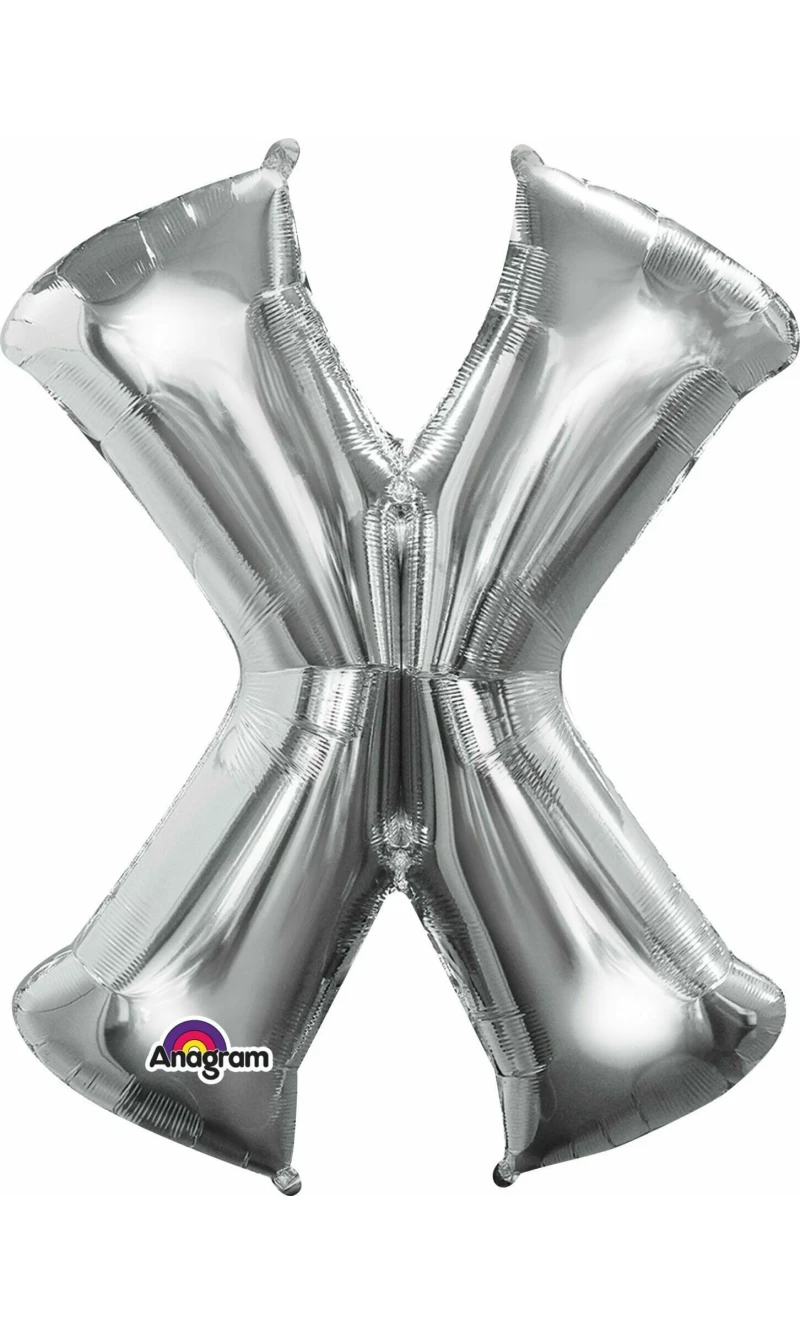 Silver Letter " X " Foil Balloon 16''