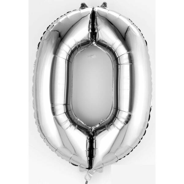 Silver Number " 0 " Foil Balloon 16''
