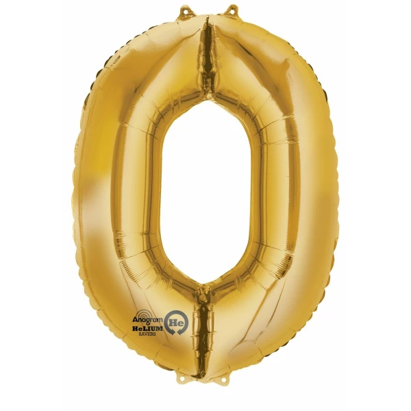 Gold Number " 0 " Foil Balloon 16''