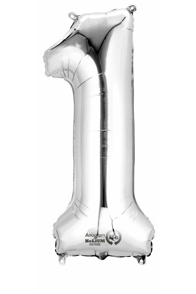 Silver Number " 1 " Foil Balloon 16''