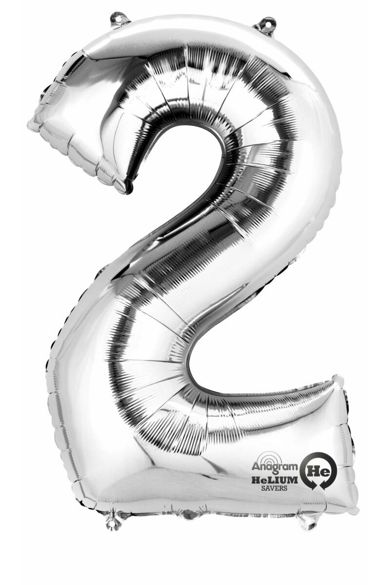 Silver Number " 2 " Foil Balloon 16''