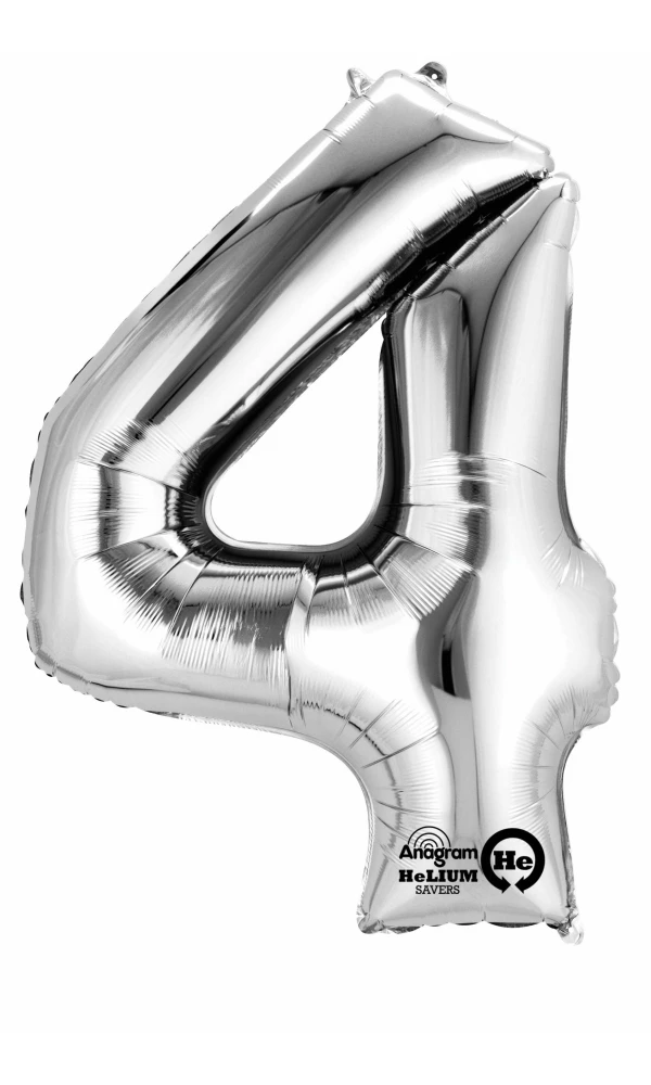 Silver Number " 4 " Foil Balloon 16''