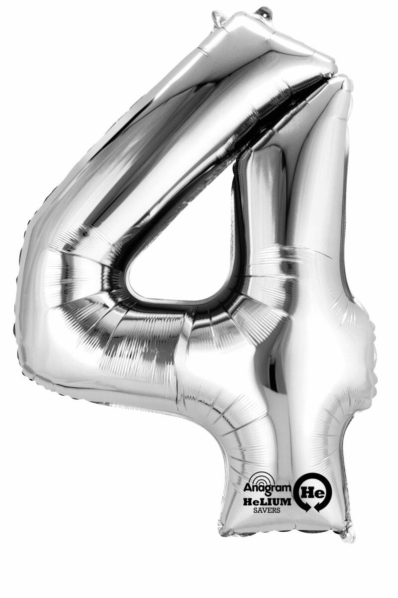 Silver Number " 4 " Foil Balloon 16''