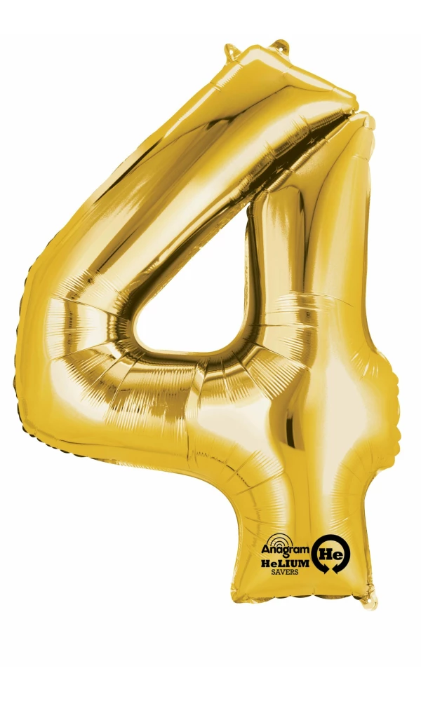 Gold Number " 4 " Foil Balloon 16''