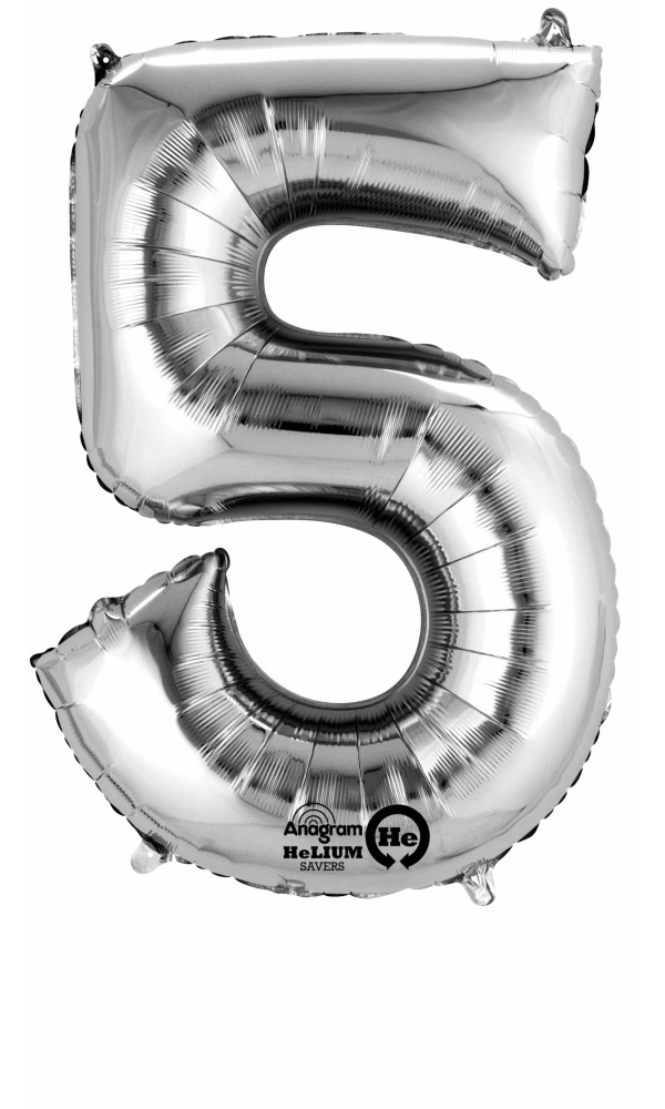 Silver Number " 5 " Foil Balloon 16''