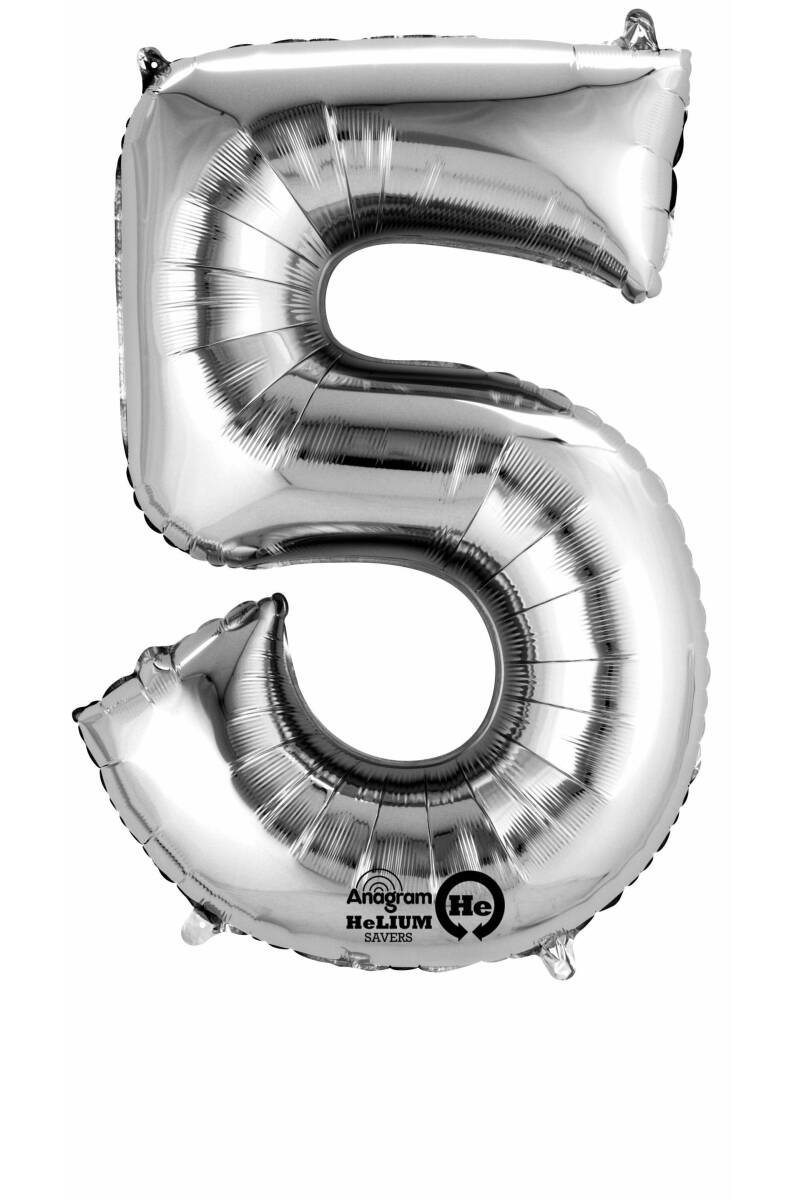 Silver Number " 5 " Foil Balloon 16''