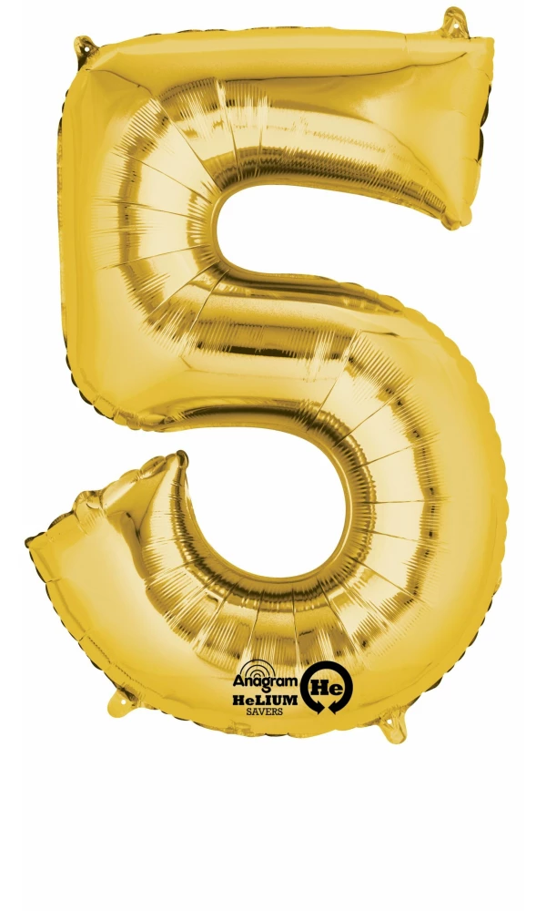 Gold Number " 5 " Foil Balloon 16''