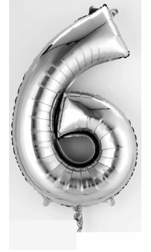 Silver Number " 6 " Foil Balloon 16''