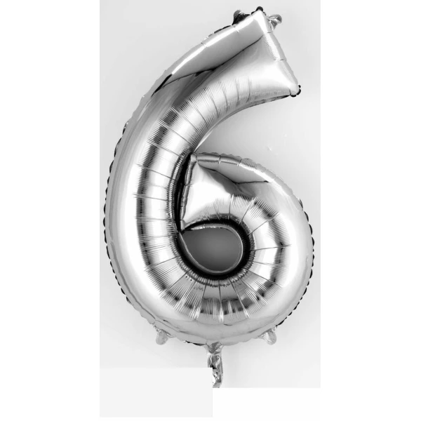 Silver Number " 6 " Foil Balloon 16''