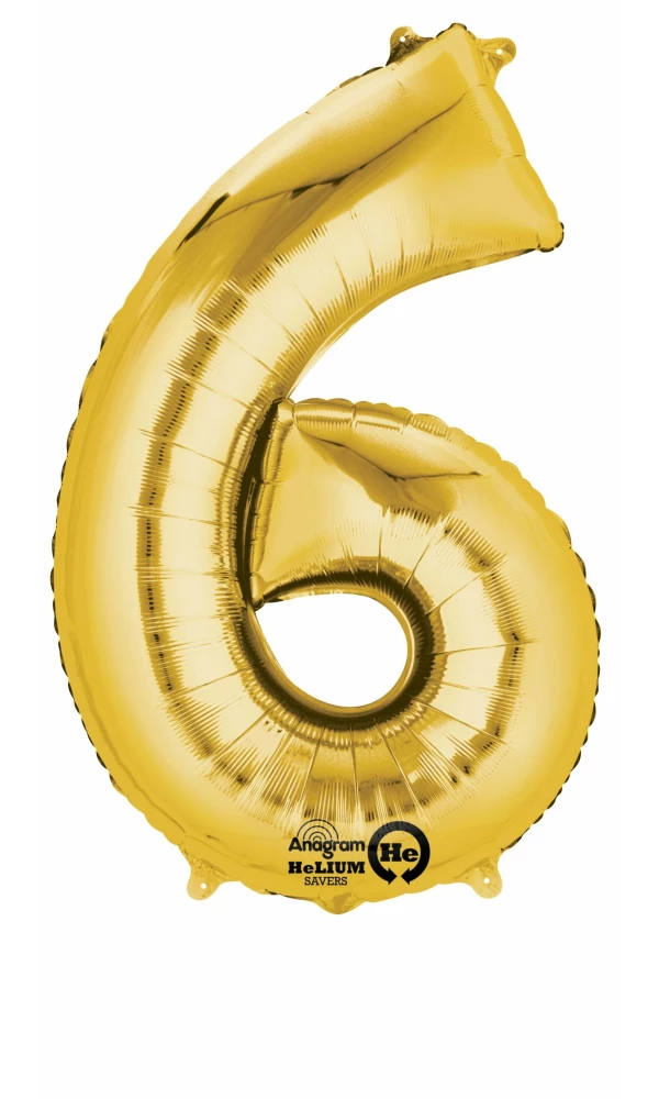 Gold Number " 6 " Foil Balloon 16''