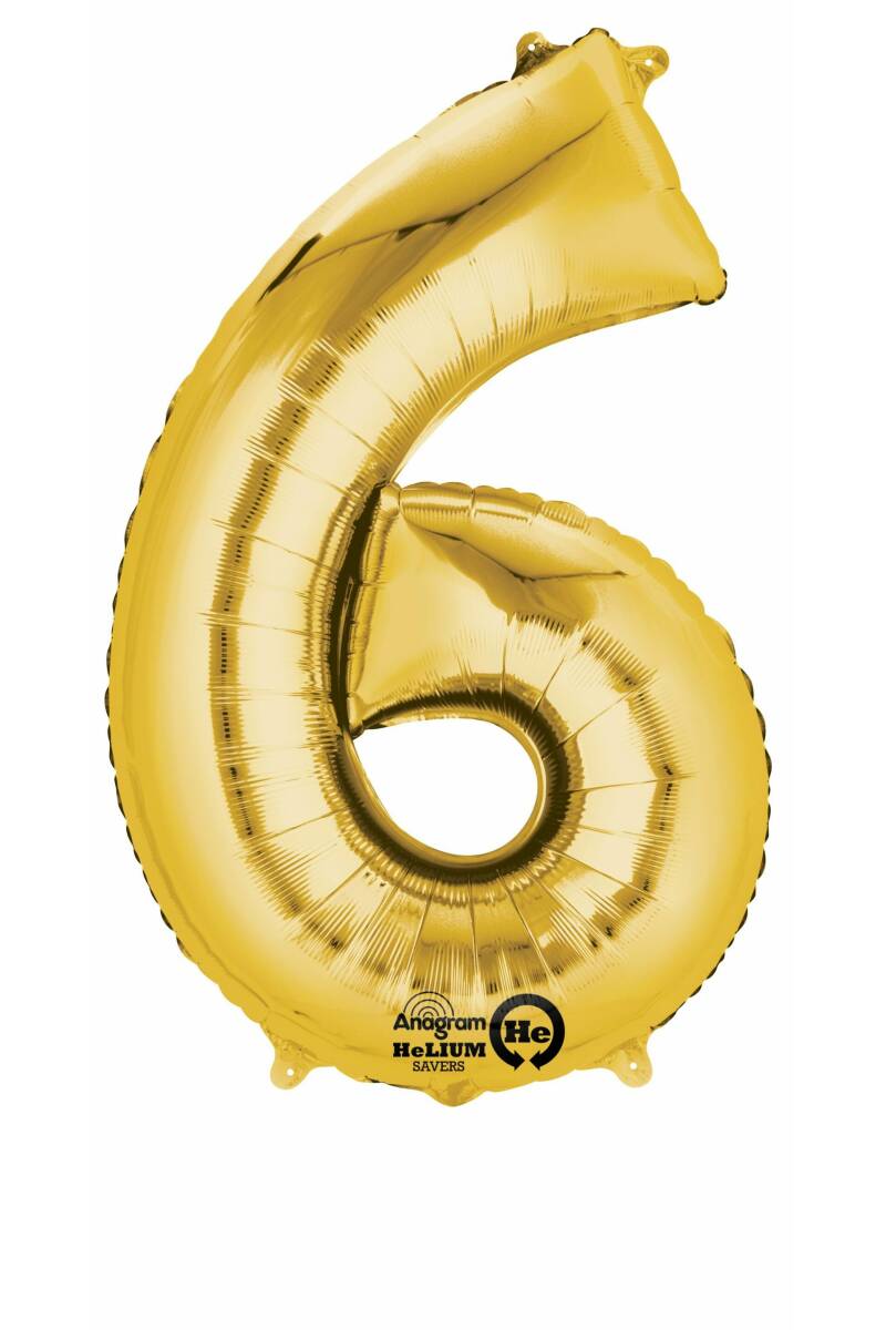Gold Number " 6 " Foil Balloon 16''