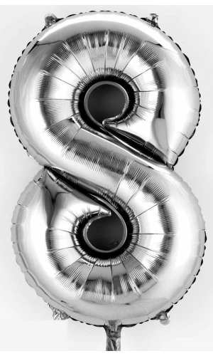 Silver Number " 8 " Foil Balloon 16''