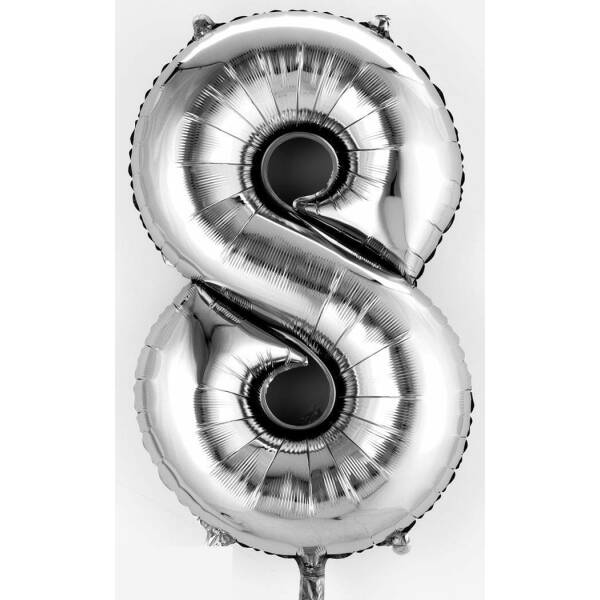 Silver Number " 8 " Foil Balloon 16''