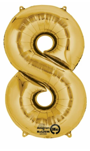 Gold Number " 8 " Foil Balloon 16''