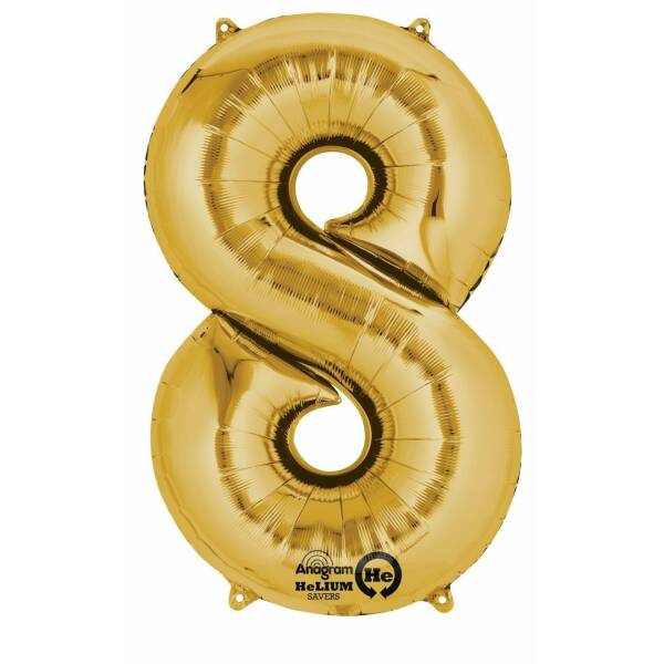 Gold Number " 8 " Foil Balloon 16''