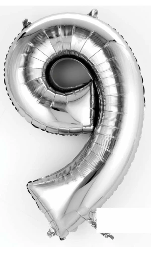 Silver Number " 9 " Foil Balloon 16''