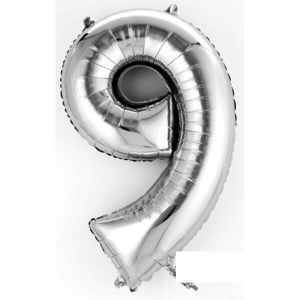 Silver Number " 9 " Foil Balloon 16''