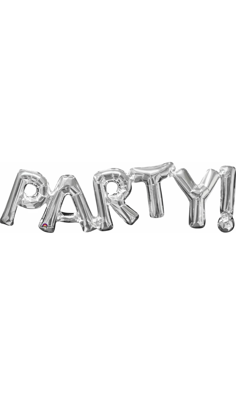 Silver Phrase '' Party! '' Foil Balloon 16''