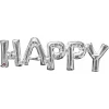 Silver Phrase '' Happy '' Foil Balloon 16''