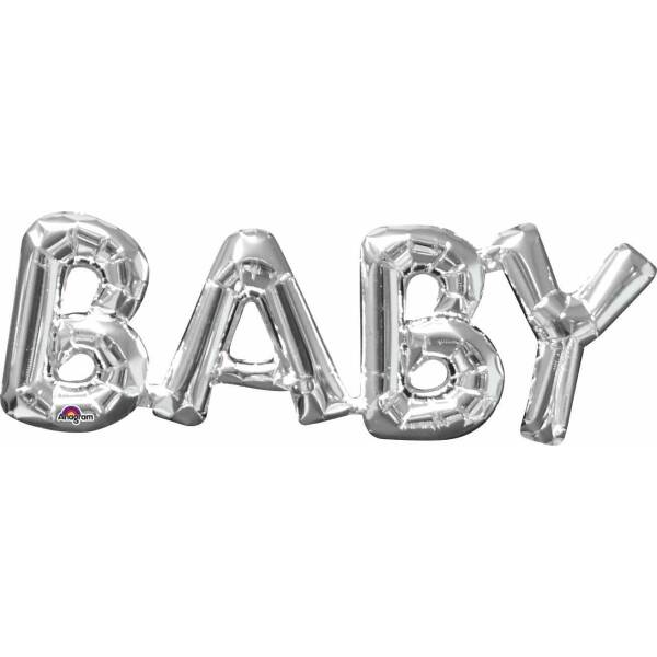 Silver Phrase '' Baby '' Foil Balloon 26" x 9"
