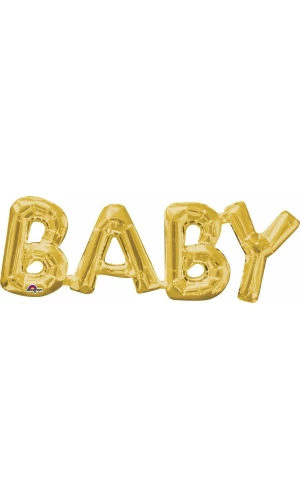Gold Phrase '' Baby '' Foil Balloon 26" x 22"