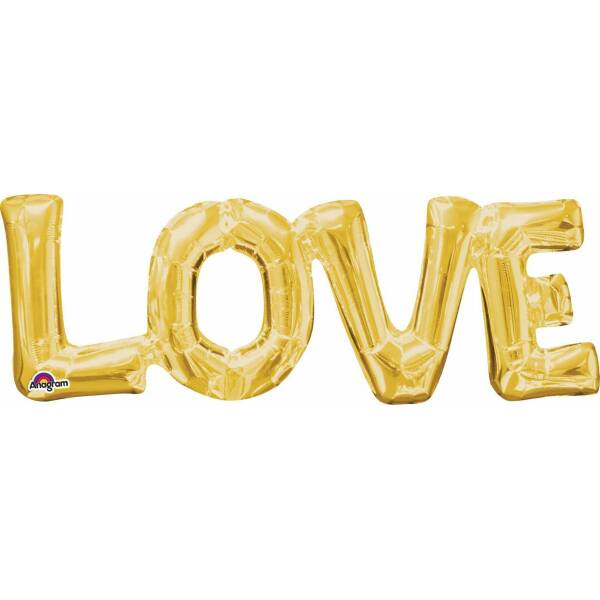 Gold Phrase '' Love'' Foil Balloon - (63cm x 22cm)
