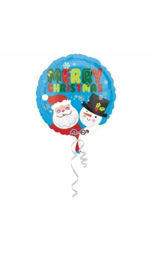 Merry Christmas Santa Claus & Snowman Foil Balloon 18''