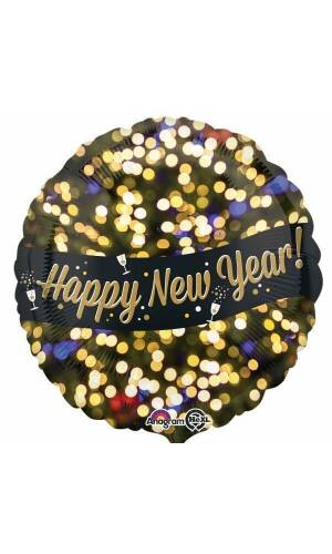 Round Happy New Year Celebration Foil Balloon 17"(43cm)
