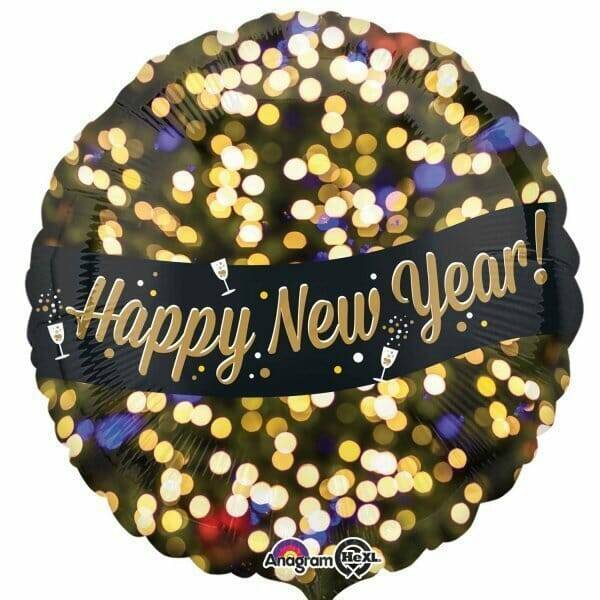 Round Happy New Year Celebration Foil Balloon 17"(43cm)