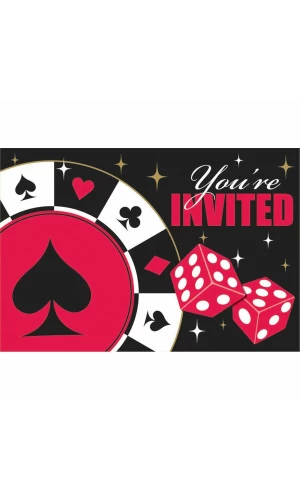 Casino Invitations & Envelopes Place Your Bets - 8pk
