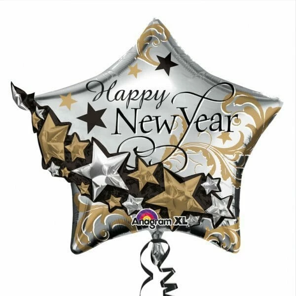 Happy New Year Star Garland Foil Balloon - 60cm x 68cm